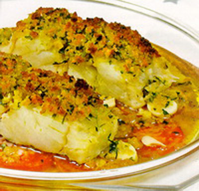 Bacalhau no Forno com Crosta de Broa